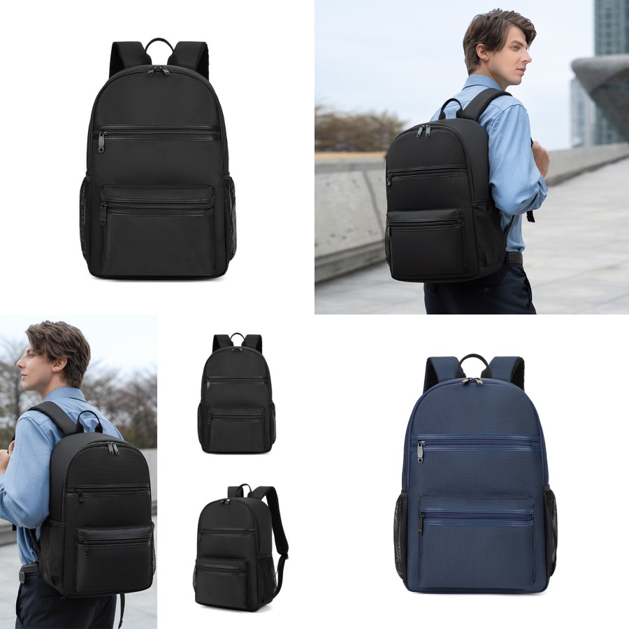 School Backpack Teen - 【New Arrival】Minimalist Black Backpack, Multi-Pocket Water-Repellent
