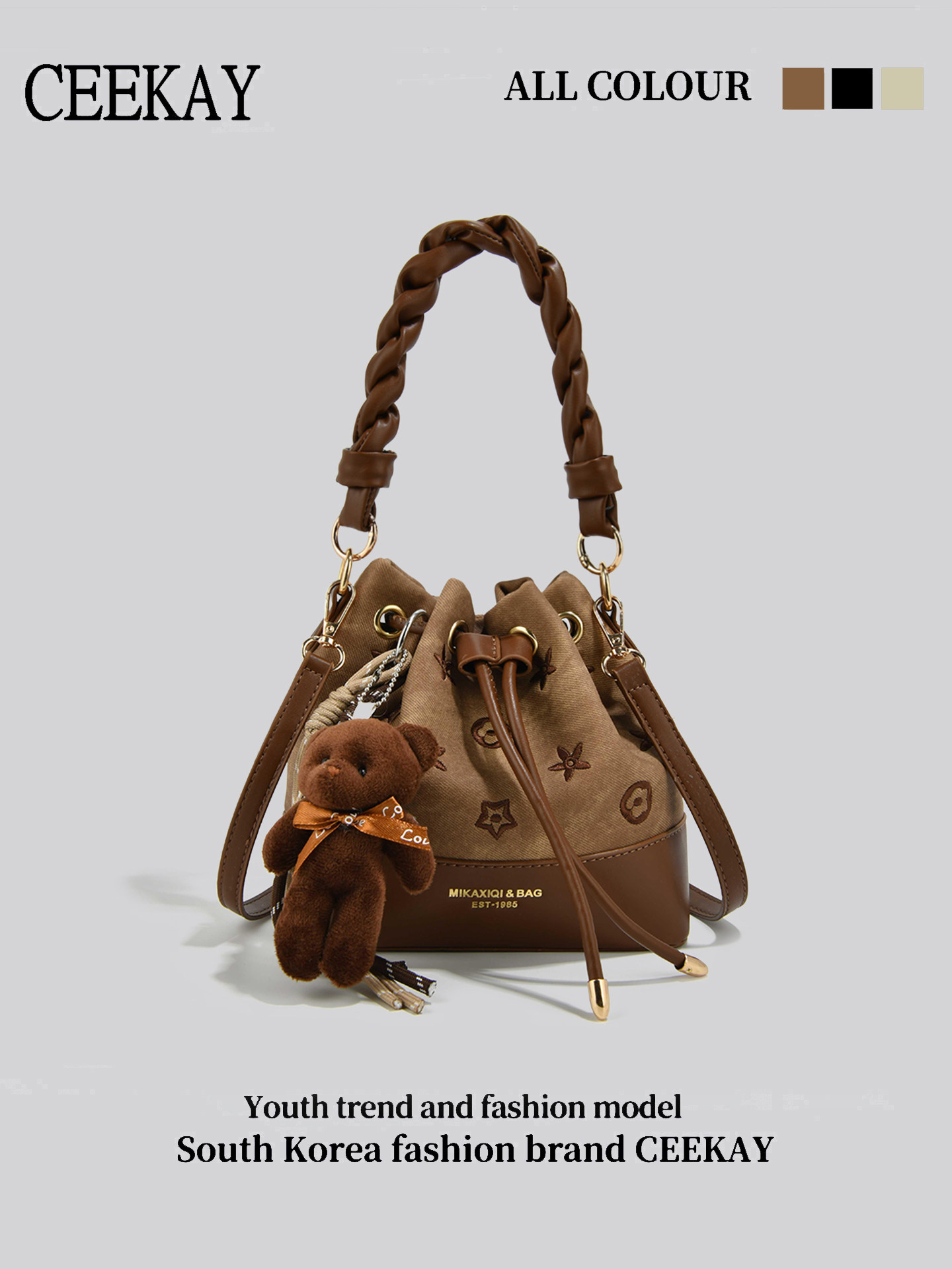 Leather Backpack Vintage - CEEKAY Vintage Drawstring Bucket Bag, Patchwork