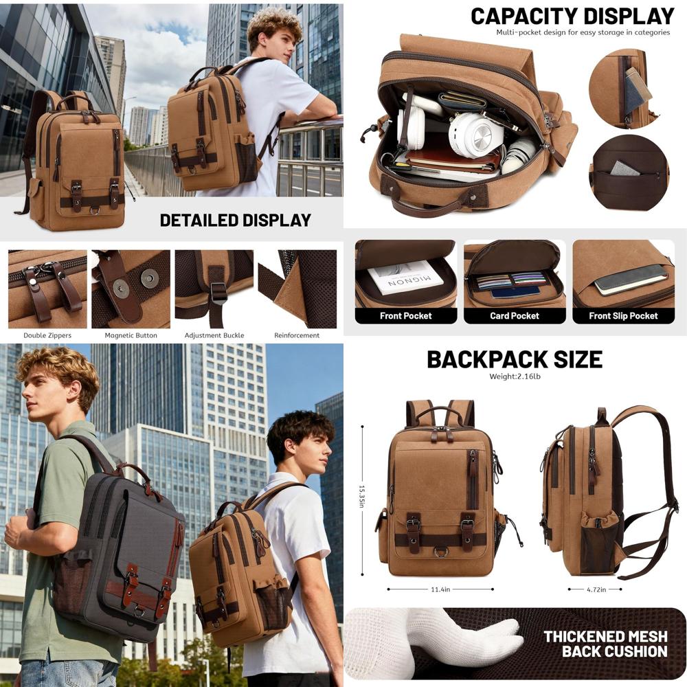 Travel Backpack Anti Theft - Water-Resistant Canvas Backpack with Anti-Theft Feature,