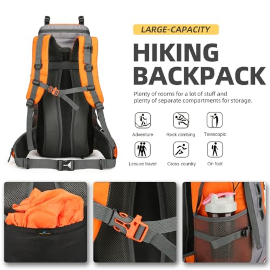 60L Hiking Backpack for Men an - Rain Cover Backpack 评论和价格