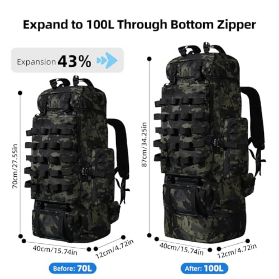 70L/100L Camping Hiking Backpa - Rain Cover Backpack 评论和价格