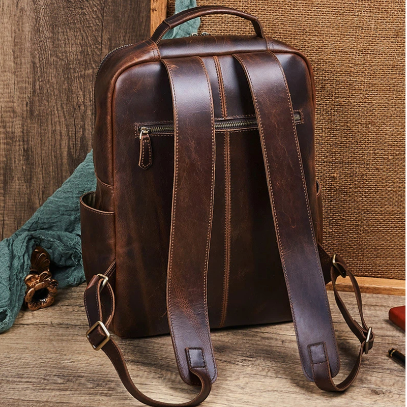 Men's Top Grain Waxed Leather  - Leather Backpack Vintage 评论和价格