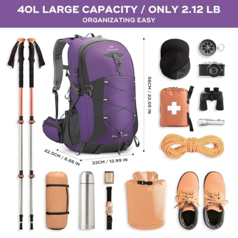 Hiking Backpack, Camping Backp - Rain Cover Backpack 评论和价格