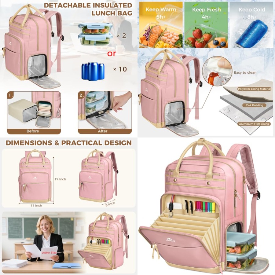 Lunch Backpack for Women, Teac - Laptop Backpack 15.6 评论和价格