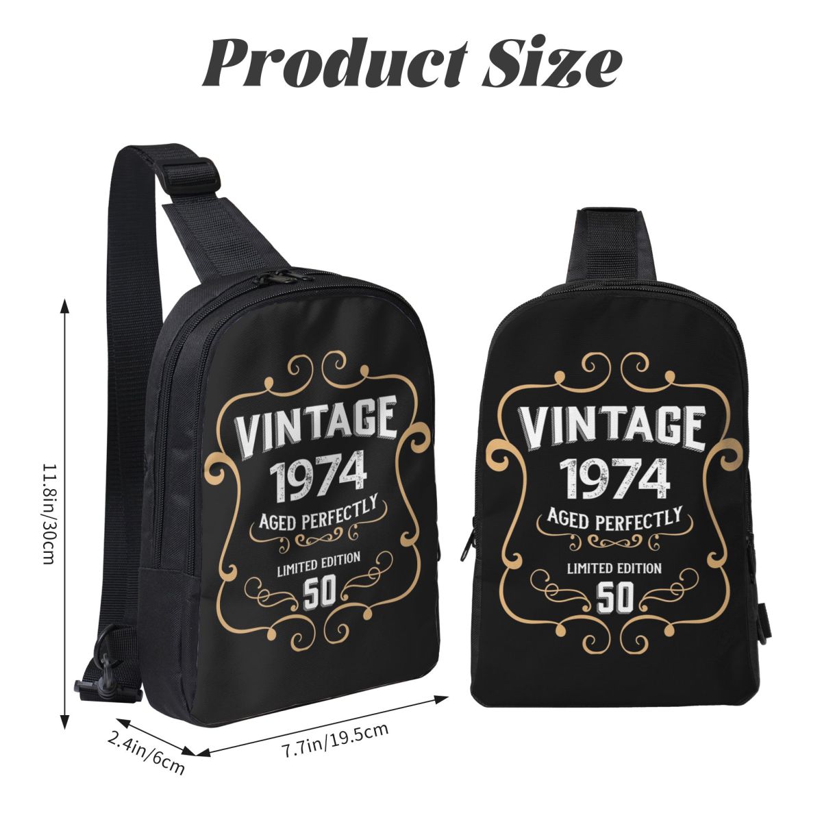 50th Birthday Vintage 1974 Age - Sling Backpack Shoulder 评论和价格