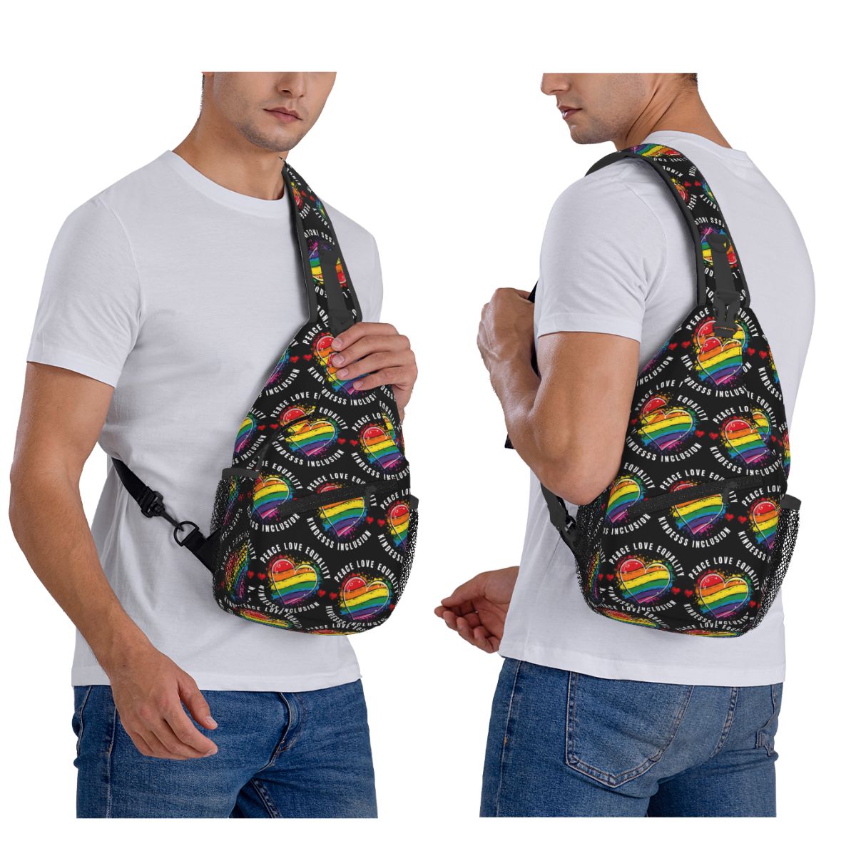 Inclusive Rainbow Printed LGBT - Sling Backpack Shoulder 评论和价格
