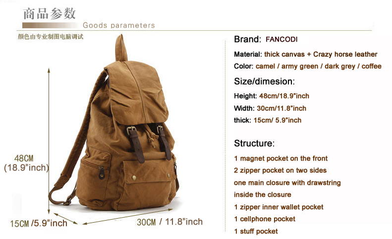 Fashion New Military Canvas Ba - Rucksack Military Style 评论和价格