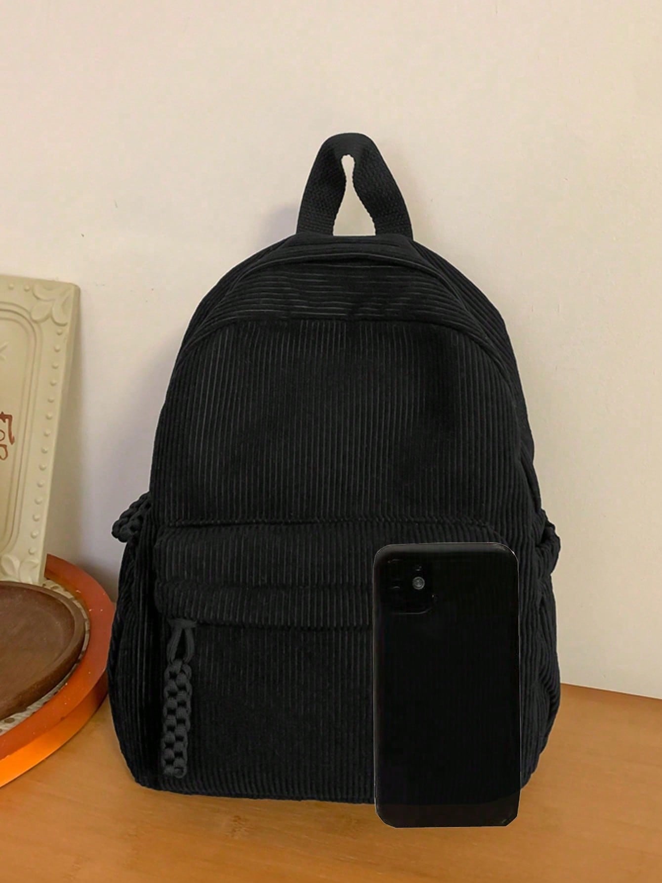Solid Color Corduroy Fabric Fa - Fashion Backpack Women 评论和价格