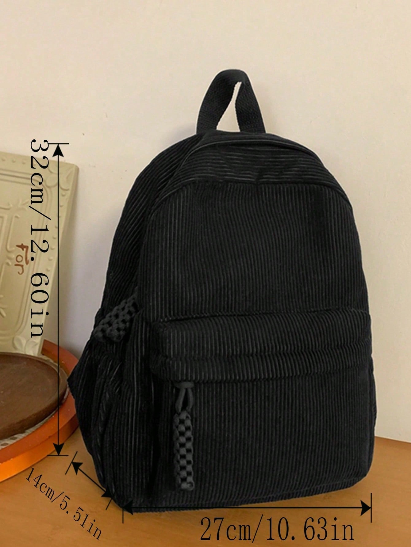 Solid Color Corduroy Fabric Fa - Fashion Backpack Women 评论和价格
