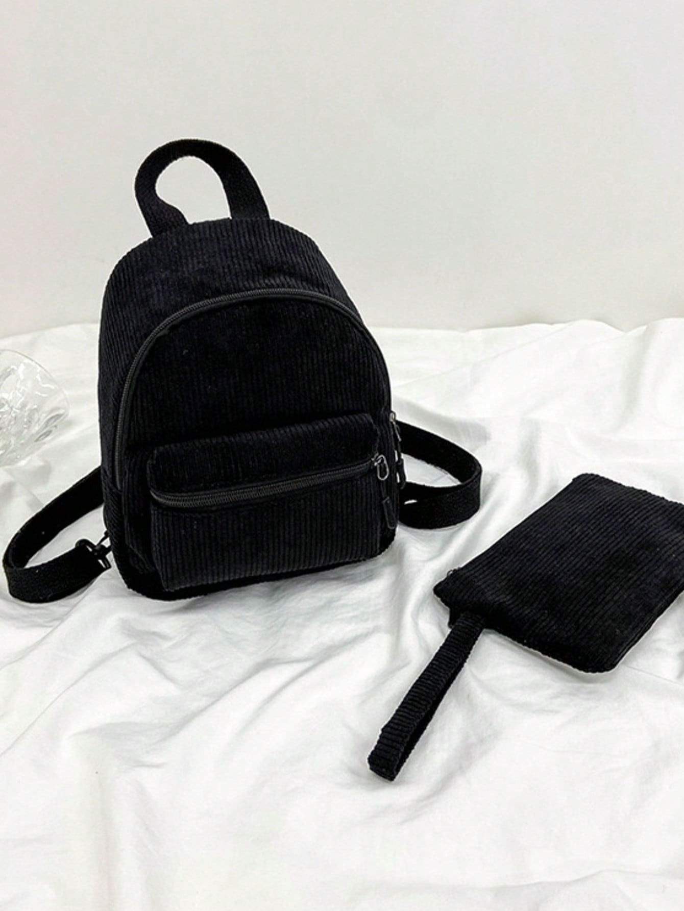 Solid Color Corduroy Fabric Fa - Fashion Backpack Women 评论和价格