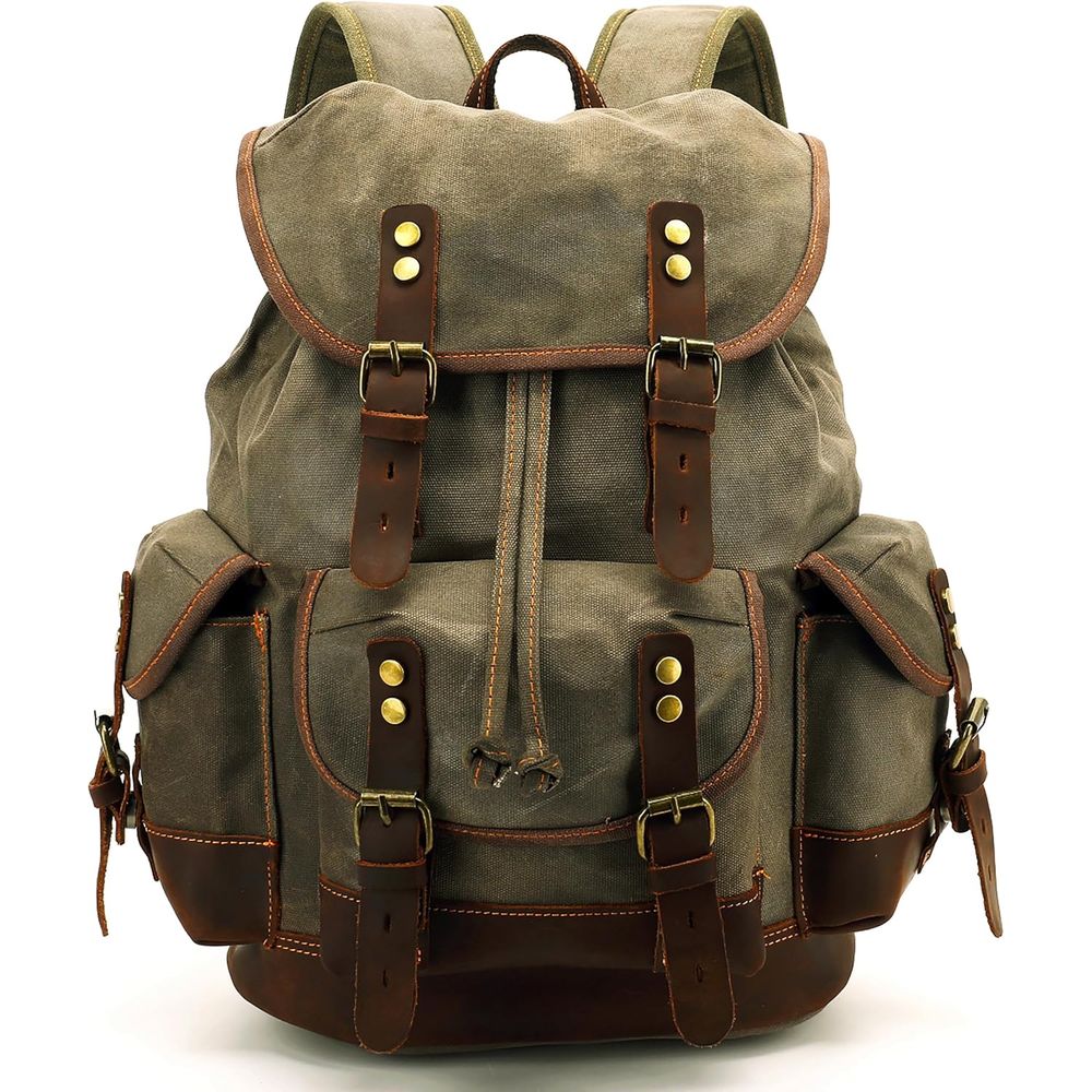 Vintage Canvas Leather Backpac - Leather Backpack Vintage 评论和价格