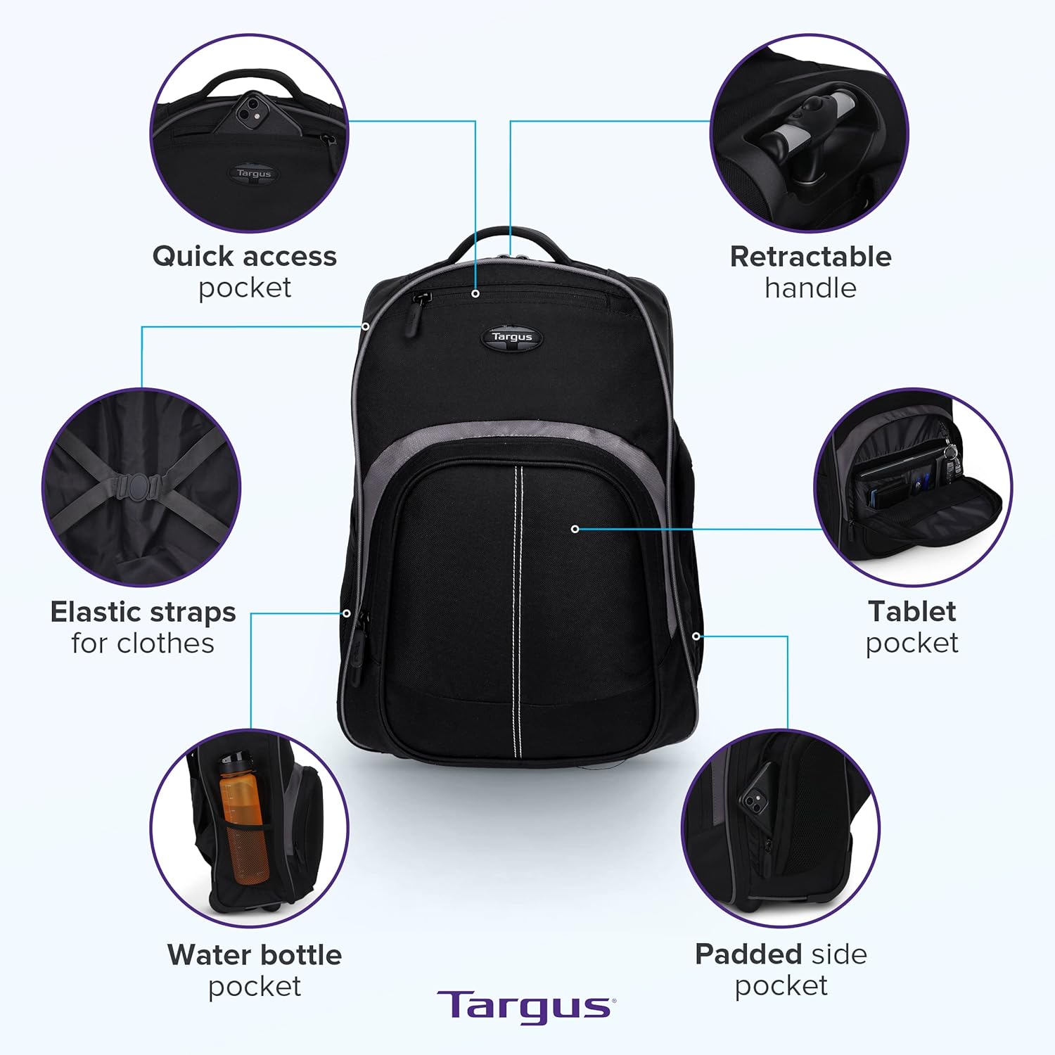 16 Inch Rolling Backpack with  - Laptop Sleeve Removable 评论和价格
