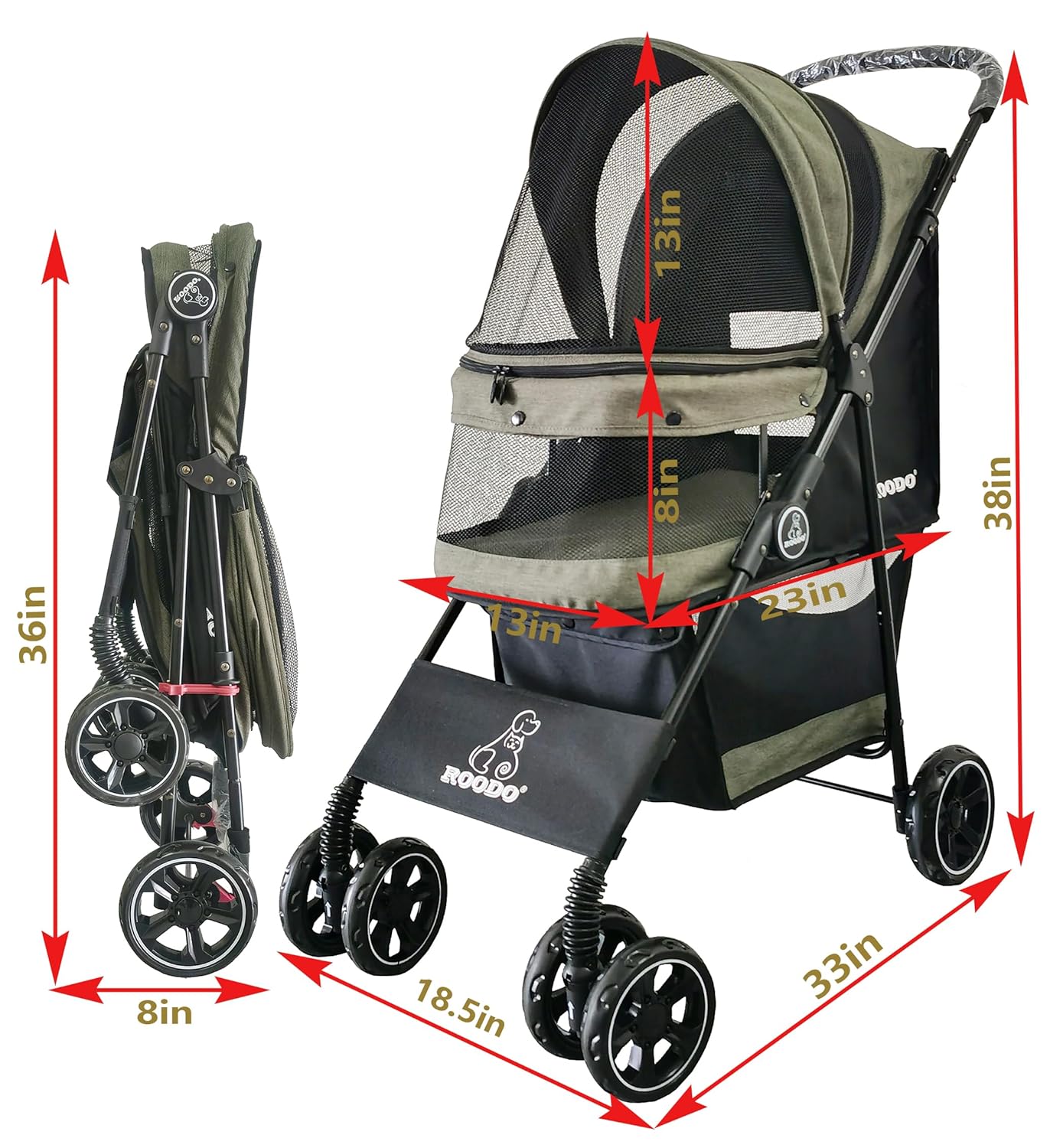 4 Wheel Dog Cat Pet Stroller,  - Foldable Backpack Small 评论和价格