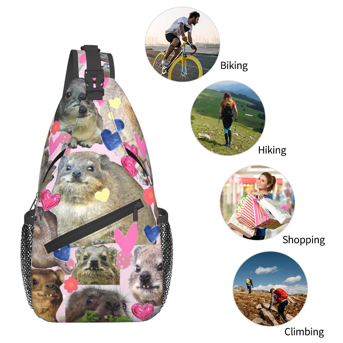 Cute Rock Hyrax Chest Bag Men  - Sling Backpack Shoulder 评论和价格