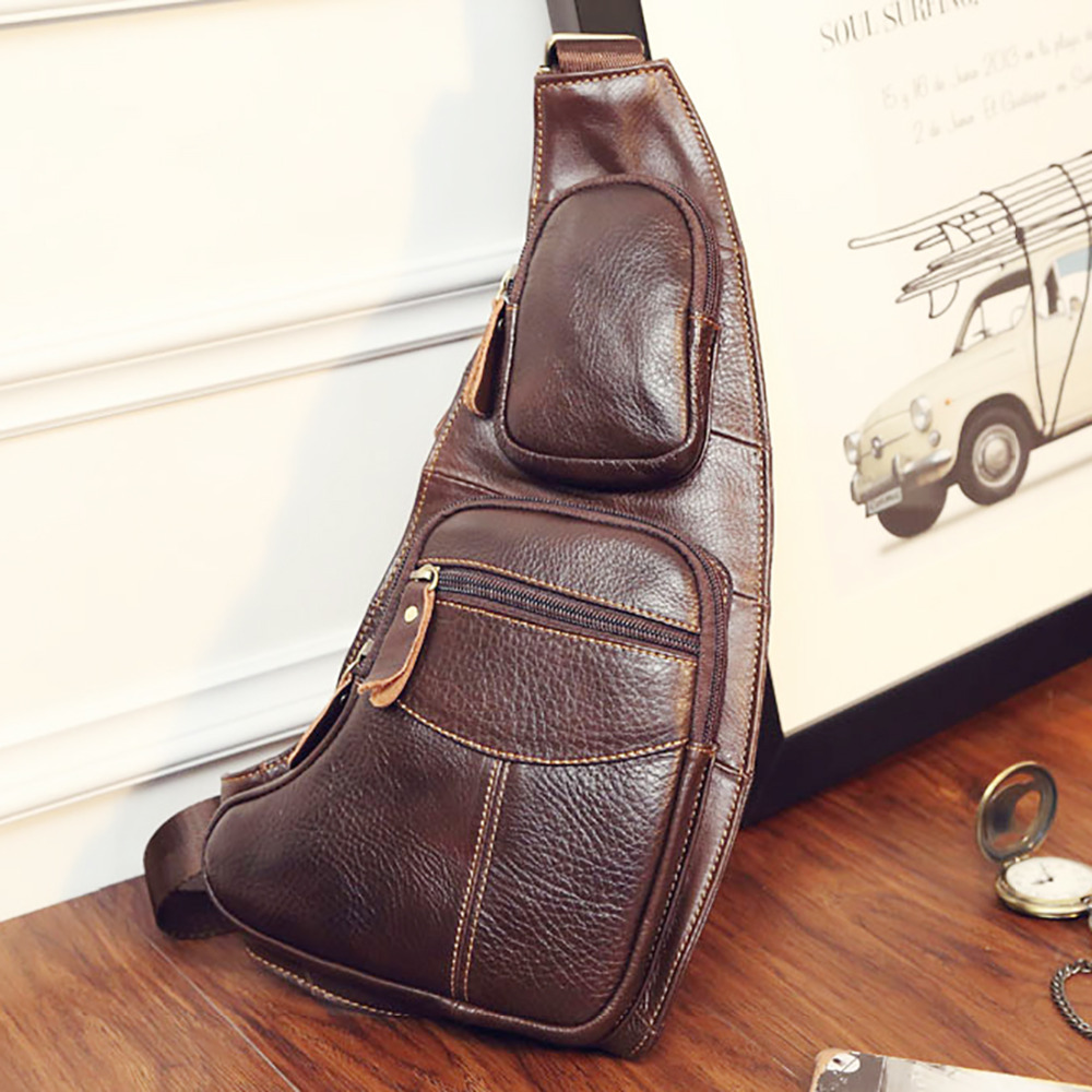 High Quality Men Genuine Leath - Sling Backpack Shoulder 评论和价格