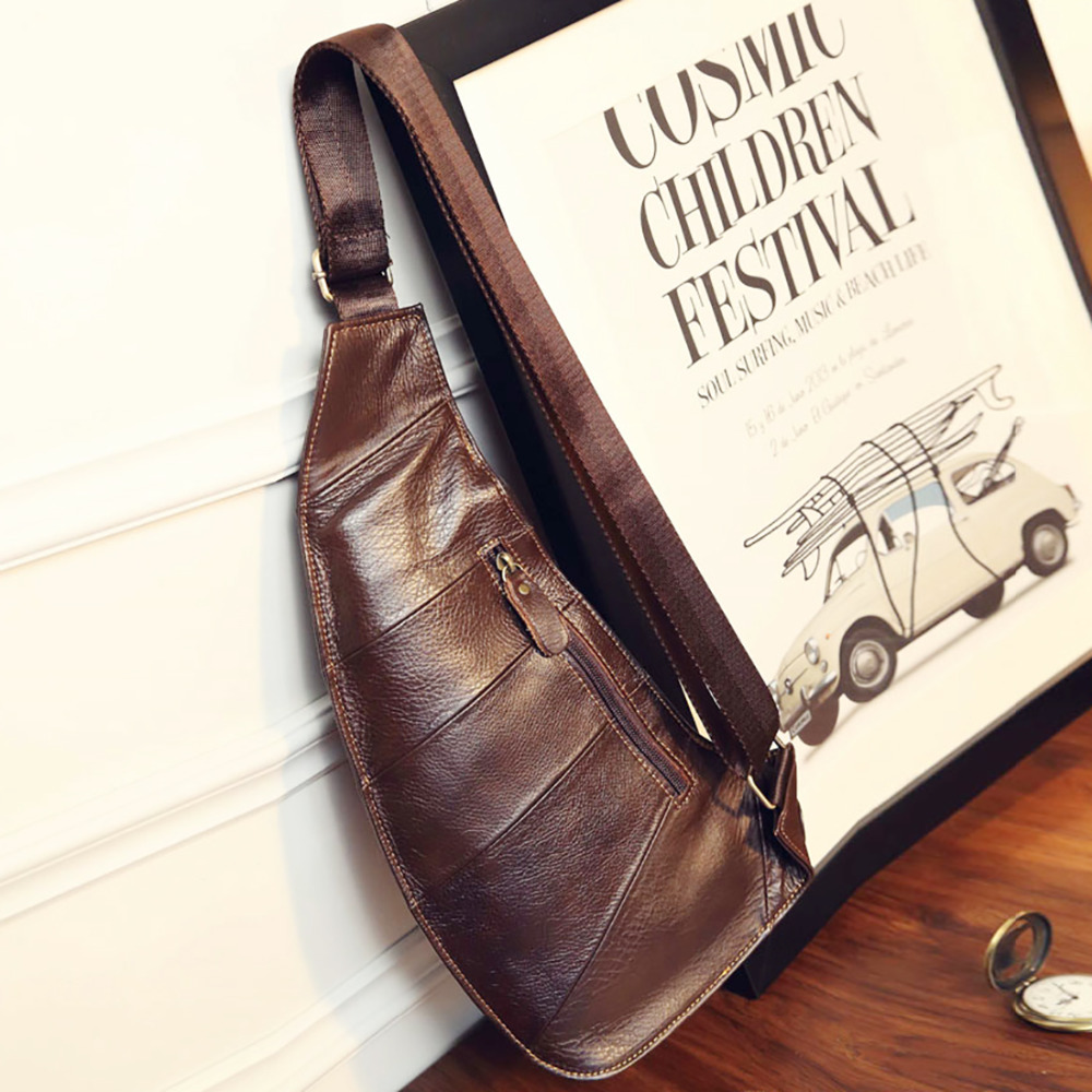 High Quality Men Genuine Leath - Sling Backpack Shoulder 评论和价格