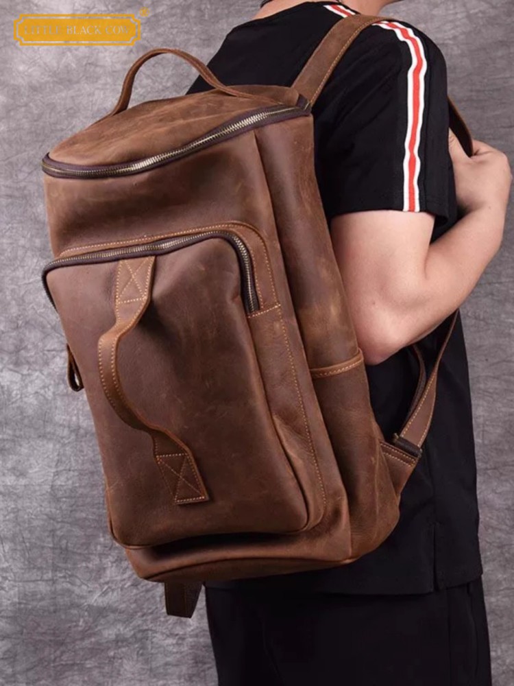 Handmade Mens Large Capacity T - Leather Backpack Vintage 评论和价格