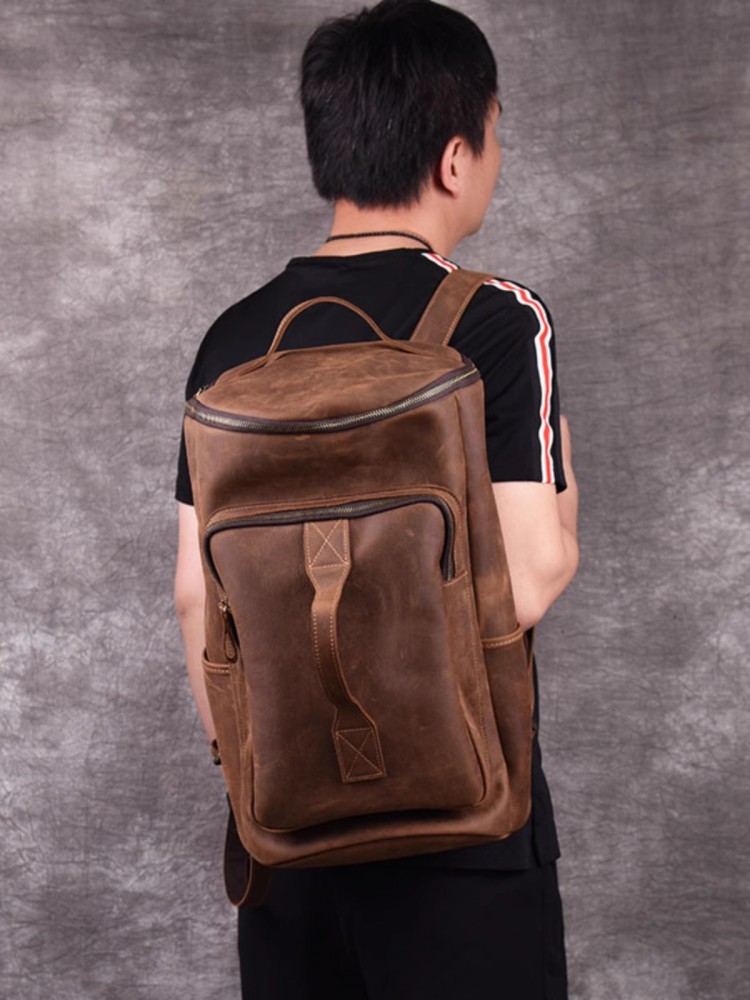 Handmade Mens Large Capacity T - Leather Backpack Vintage 评论和价格