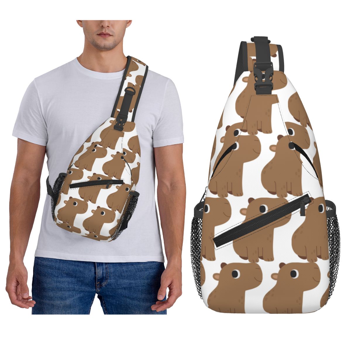 Cute Capybara Chest Bag Men Sl - Sling Backpack Shoulder 评论和价格