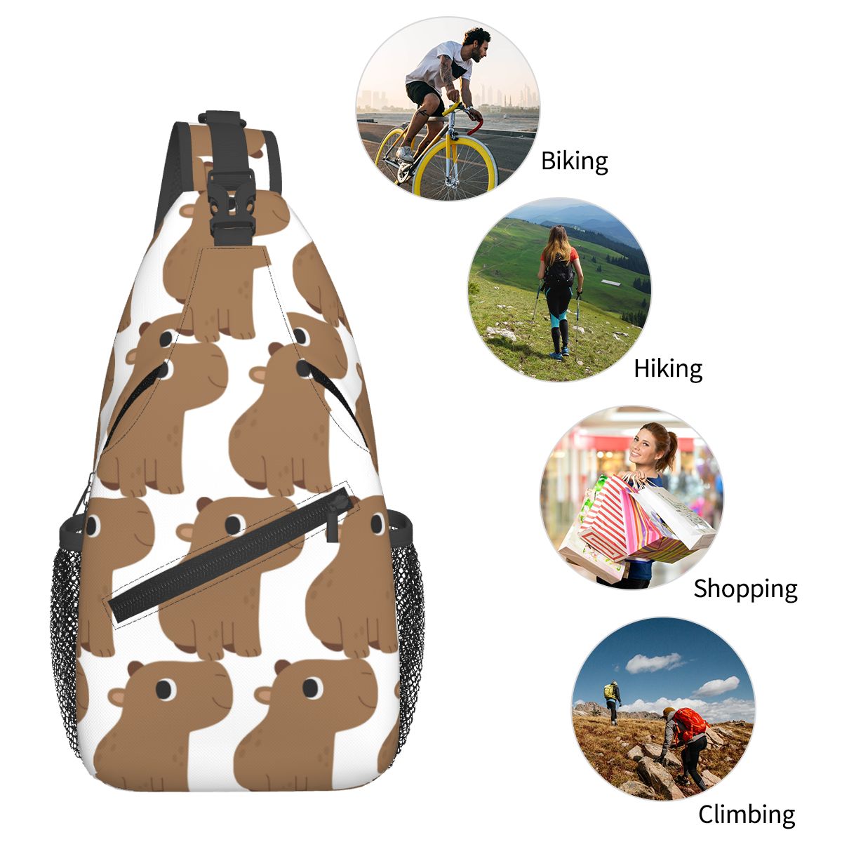Cute Capybara Chest Bag Men Sl - Sling Backpack Shoulder 评论和价格