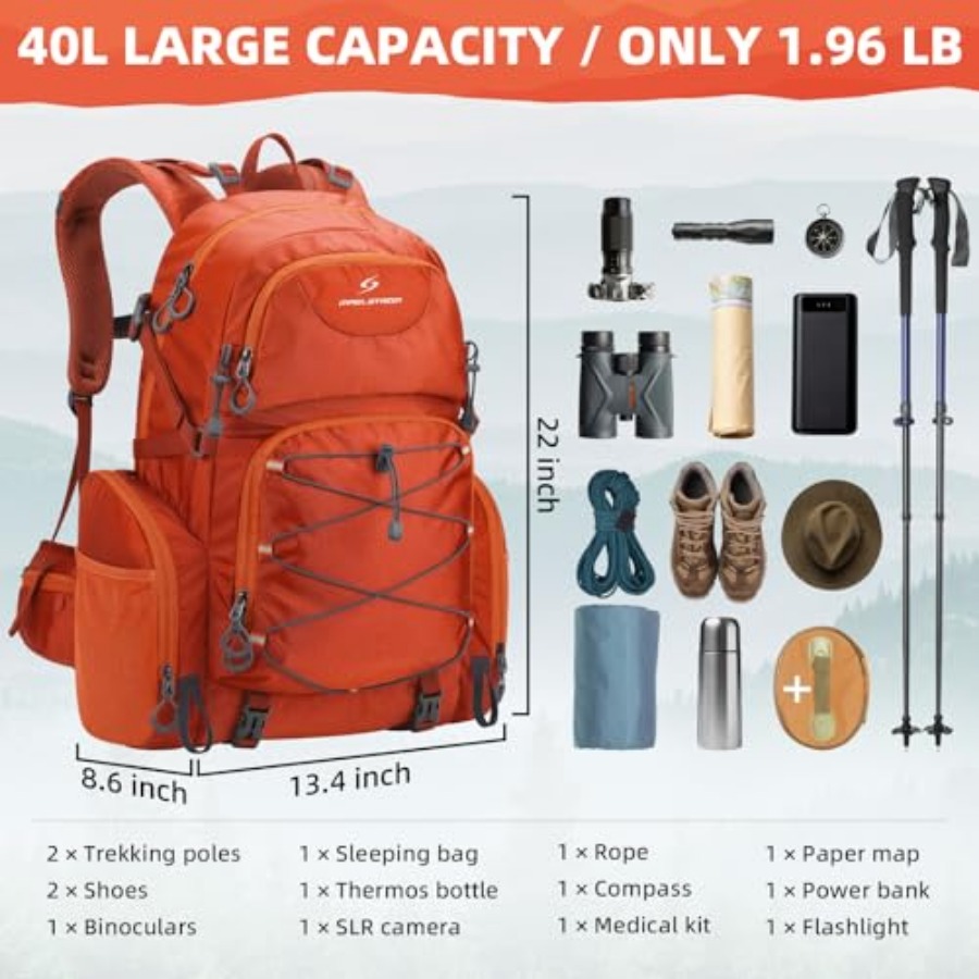 Hiking Backpack, 40L Waterproo - Rain Cover Backpack 评论和价格