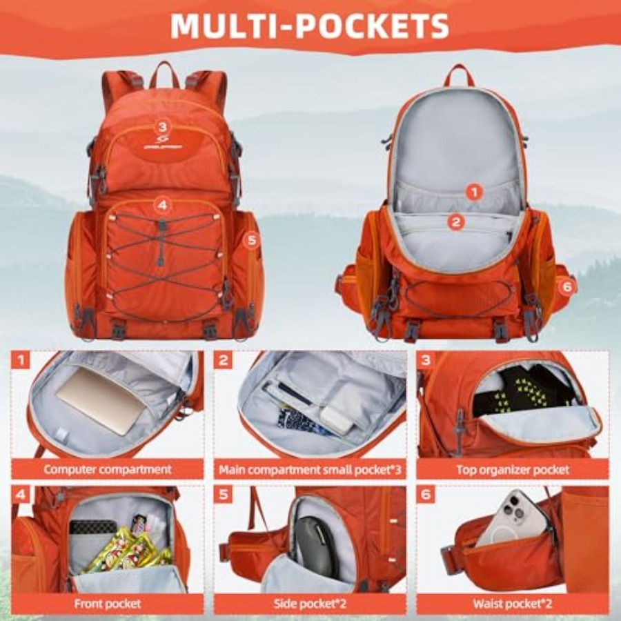 Hiking Backpack, 40L Waterproo - Rain Cover Backpack 评论和价格