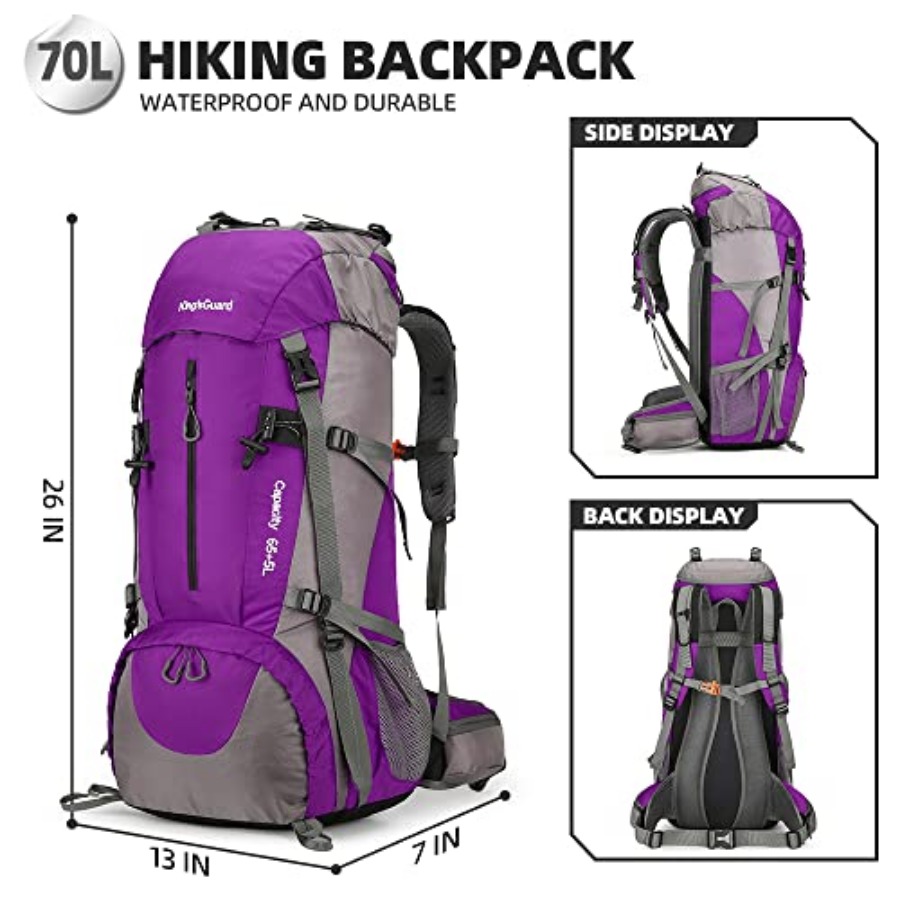 70L Hiking Backpack with Rain  - Rain Cover Backpack 评论和价格
