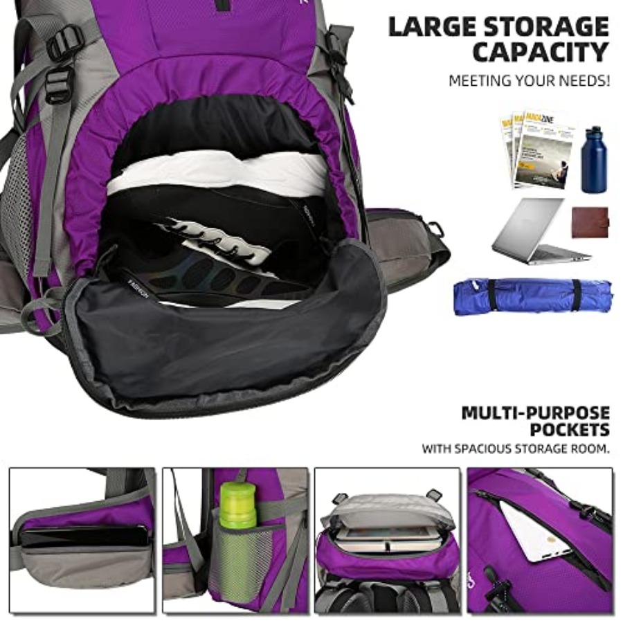 70L Hiking Backpack with Rain  - Rain Cover Backpack 评论和价格