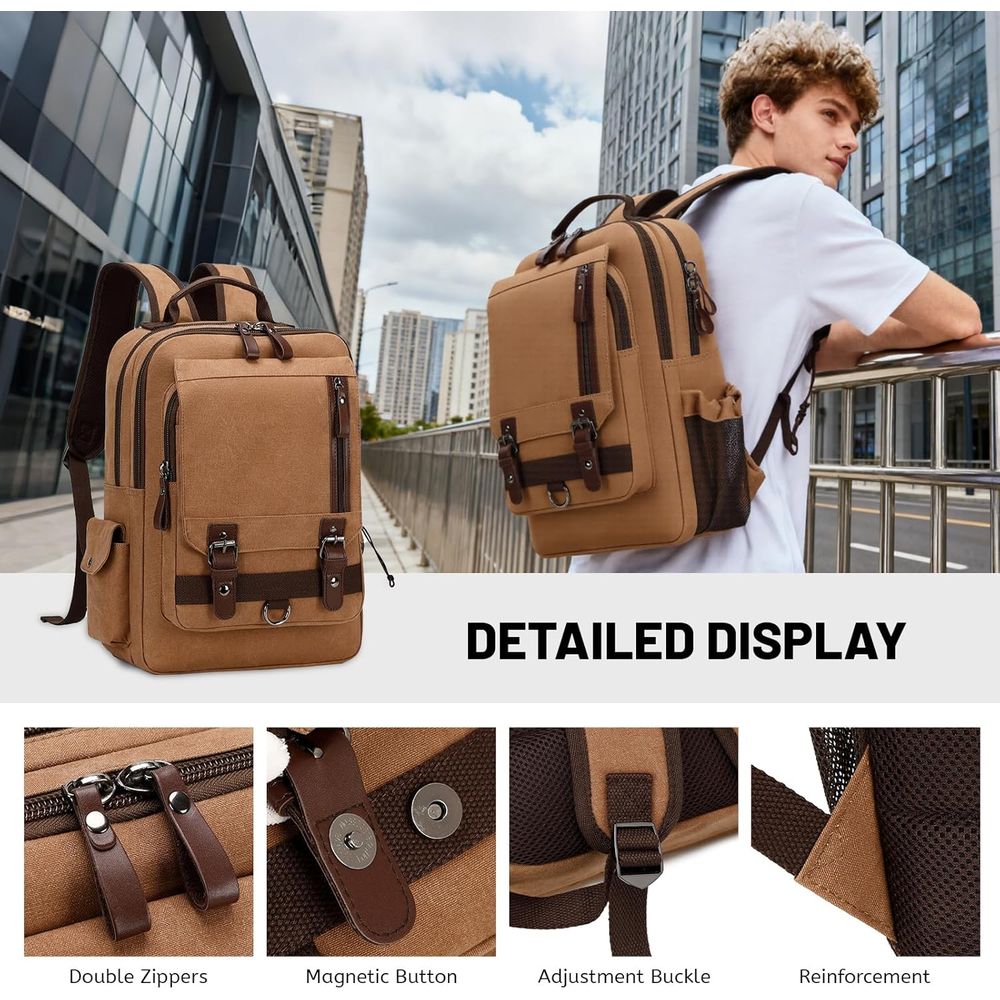 Water-Resistant Canvas Backpac - Travel Backpack Anti Theft 评论和价格