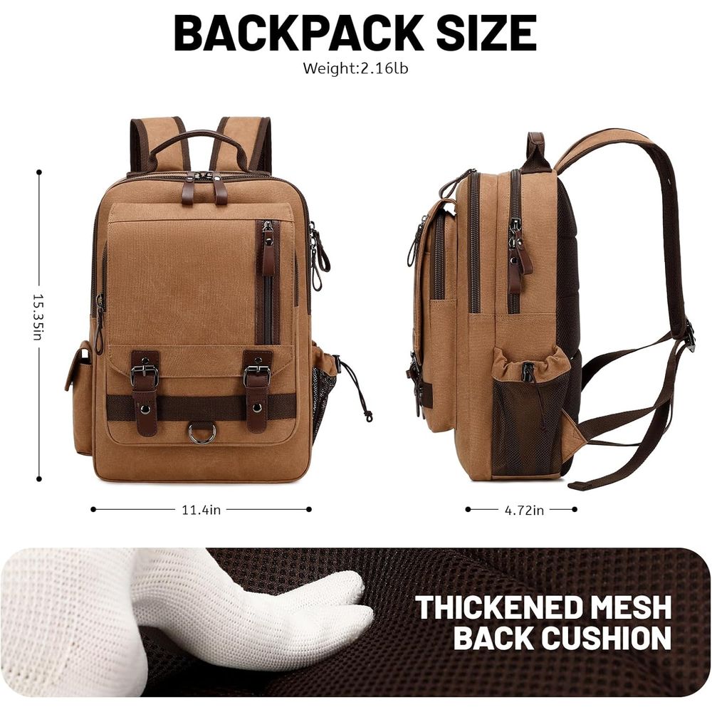 Water-Resistant Canvas Backpac - Travel Backpack Anti Theft 评论和价格