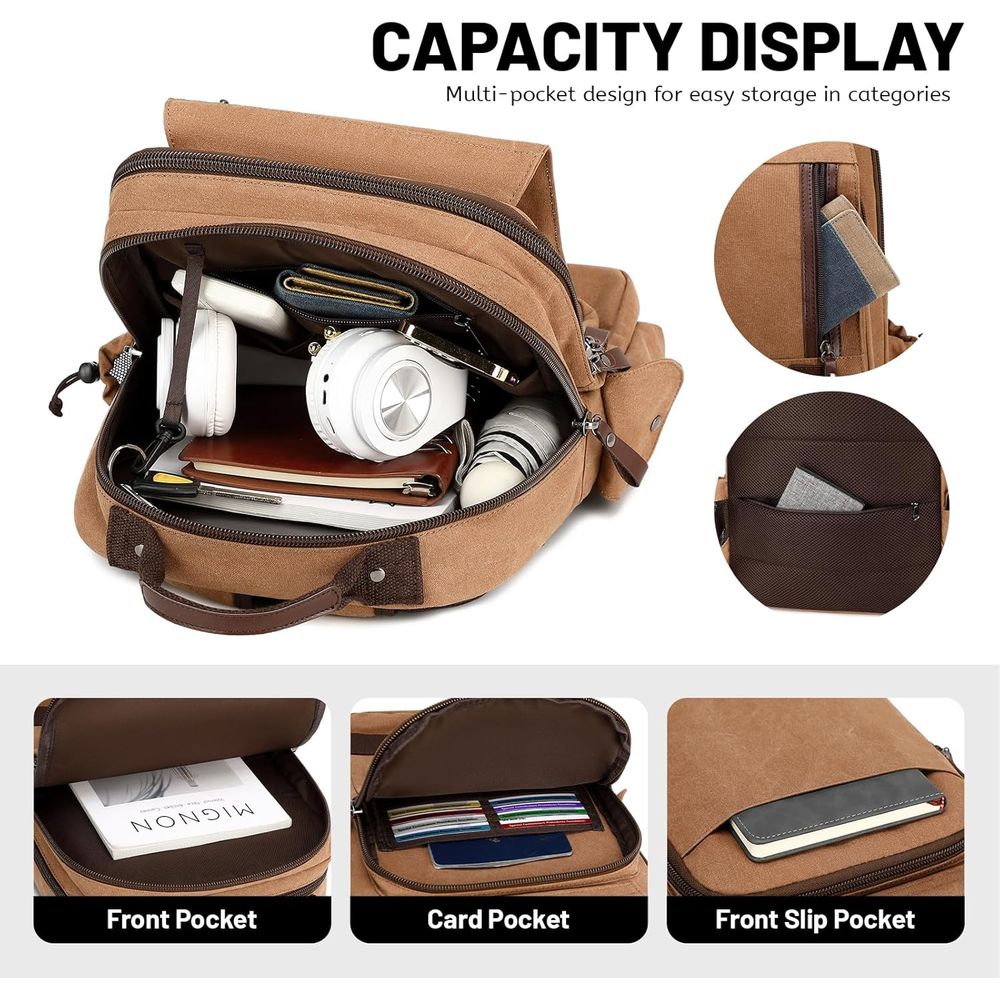 Water-Resistant Canvas Backpac - Travel Backpack Anti Theft 评论和价格