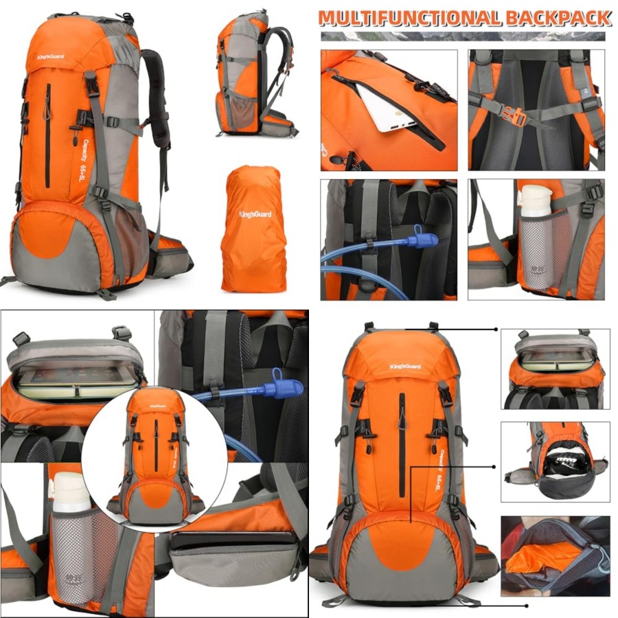 70L Hiking Backpack with Rain  - Rain Cover Backpack 评论和价格