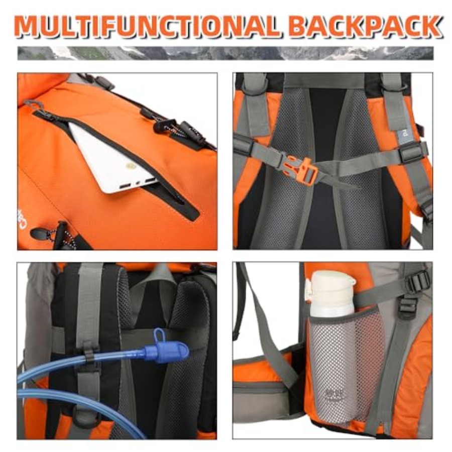 70L Hiking Backpack with Rain  - Rain Cover Backpack 评论和价格